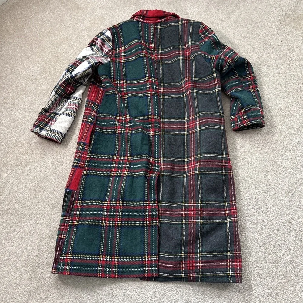Current Mood My Own Beat Patchwork Tartan Plaid Button Up Long Sleeve Coat XL - Picture 2 of 9